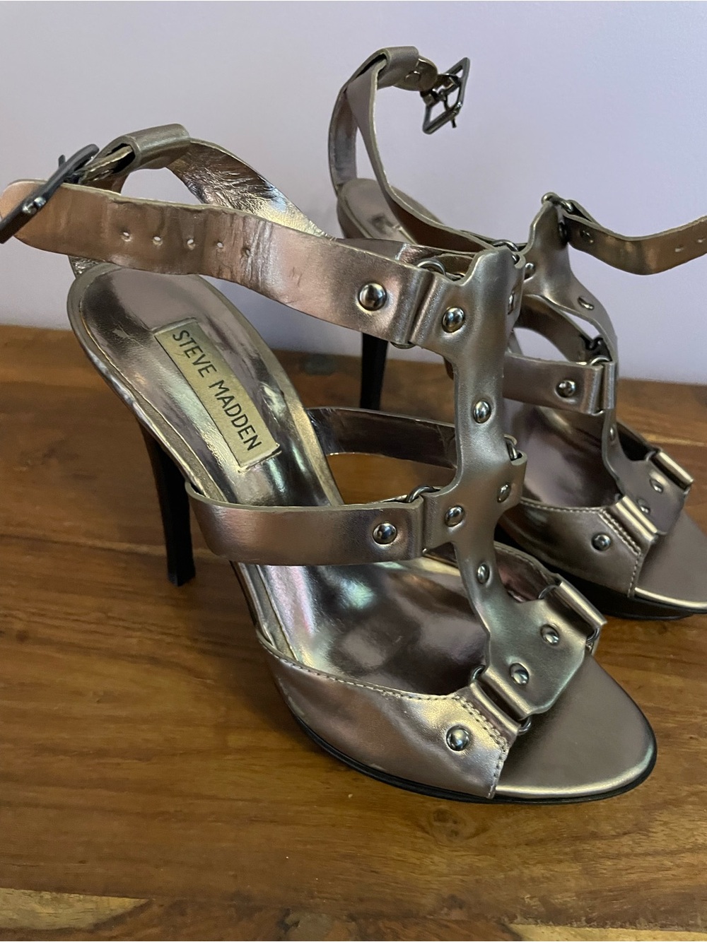 Steve Madden Silver Strappy High Heel Sandals